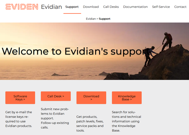 Evidian support home page