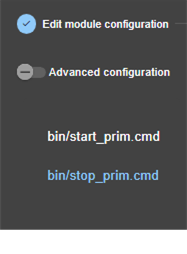 Image de la console web SafeKit
Éditer le script stop_prim du module  miroir avec l'assistant de configuration du module